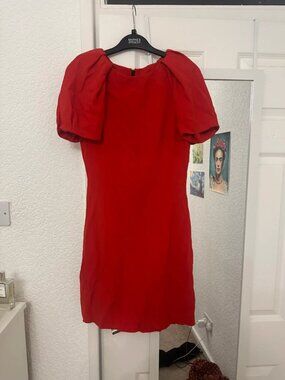 Mid length red party dress